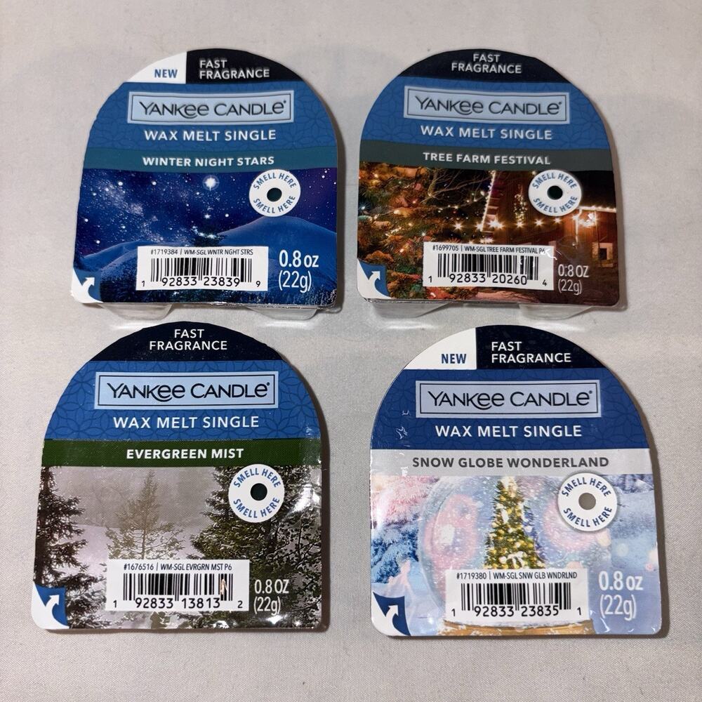 Winter Holiday Fragrances ~ Lot Of 4 ~ Yankee Candle Wax Melt Singles ~ NEW